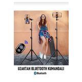 LESGO Bluetooth Kumandalı Tripod 2.1 Metre Metal Ring Lıght Lamba Ayağı 360 Döner Başlıklı Telefon Tutucu