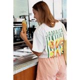 Le'Sluette Kadın Oversize Karides (Jamaica) Baskılı %100 Pamuk T-Shirt Ekru