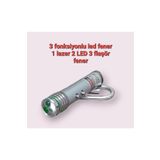 Lesram Lazer 3 Fonksiyonlu Kırmızı Beyaz Işıklı LED Kedi Köpek Oyuncak Anahtarlık Lazer