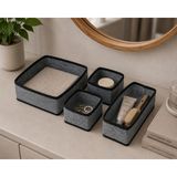 Less Home Keçe Çekmece Düzenleyici 4\'lü Set - Gri - 4 Adet - 2 Adet Mini (14x14x12 cm) 1 Adet Maxi (14x28x12 cm) 1 Adet Mega (29x29x12 cm)