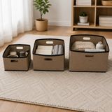 Less Home Keçe Çok Amaçlı Raf Düzenleyici 3\'lü Set (Mini-Midi-Maxi) - Bej - 3 Adet - Mini (25x20x18) + Midi (32x22x22) + Maxi (36x25x25)