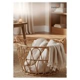 Lessio Home Beirut Rattan Bambu Dekoratif Sepet – El Yapımı Doğal Hasır Battaniye & Oyuncak Düzenleyici 30x40 cm