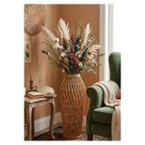 Lessio Home Marbella 73 cm Doğal Rattan (Bambu) Yer Vazosu - Dekoratif El Yapımı Bohem Estetik Vazo