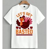 Let Get Basted Hindi Sarkili Unisex Oversize Tişört Beyaz - M