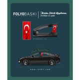 Letbil Reklam Araba Etiketleri, Tuning Kaplama, Direk Folyosu - Türk Bayrağı - Tek Ebat - Renkli