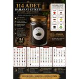 Letbil Reklam Renkli Kavanoz Etiket Seti - 114 Adet Baharat, Bakliyat, Ot ve Kuruyemiş Etiketi - 5cm Folyo Sticker