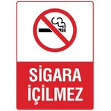 Letbil Reklam Sigara İçilmez - 1 Adet (50 x 70 cm) Folyo Etiket - Siyah - Kırmızı - 50x70cm