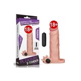 Leten Hijyenik Medikal Silikon Lovetoy X-Tender Realistik Titreşimli 5 Cm Dolgulu Penis Kılıfı-Pk2090