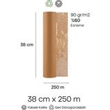 Lethe Studio Design Petek Dolgu Kraft Ambalaj Kağıdı 38 cm x 250 M - 90GR - Kraft - %60 Esneme ve Koruyucu Dolgu Kağıdı - 90 gr