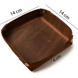 Lethos Leather Deri Vale Tepsisi - Masaüstü Organizer - Gerçek Deri & El Yapımı - Kahve - Düz - 14x14