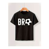 Let's Wear Bro Futbol Topu Baskılı Bisiklet Yakalı Erkek Çocuklar için Tshirt