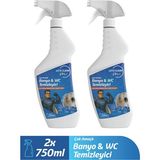 letsClean Güçlü Banyo WC Temizleyici Kireç Pas ve Kir Çözücü Sprey - 2x750 ml - 1,5 lt