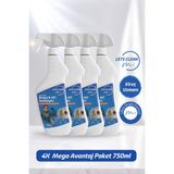 letsClean Güçlü Banyo WC Temizleyici Kireç Pas ve Kir Çözücü Sprey - 4x750 ml - 3 lt