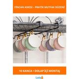 Letsii 10 Kancalı Metal Dolap İçi Fincanlık Askı Mutfak Düzenleyici