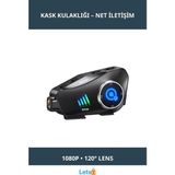 Letsii 1080P Full Hd Kameralı Bluetooth Su Geçirmez Motosiklet Kask Kulaklığı - Çok Renkli