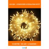 Letsii 10m 60 LED Gün Işığı 2 Kademeli Pilli Şeffaf Kablo Aydınlatma
