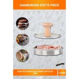 Letsii 12CM Paslanmaz Çelik Ahşap Saplı Hamburger Köfte Presi
