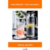 Letsii 1500 ml Isıya Dayanıklı Borosilikat Cam Su Sürahisi Metal Kapaklı - Çok Renkli