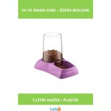 Letsii 3 Litre Hazneli Su ve Mama Kabı Kedi ve Köpek Için - Çok Renkli