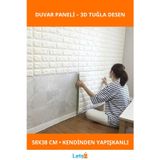 Letsii 3D Tuğla Desenli Kendinden Yapışkanlı Duvar Paneli 58x38 cm