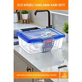 Letsii 3'lü Dikdörtgen Köşeli Şeffaf Mavi Kapaklı Sızdırmaz Derin Dondurucu Uyumlu Gıda Saklama Kutusu - Çok Renkli - saklama kabı