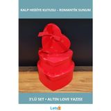 Letsii 3'lü Şık Kırmızı Kalp Hediye Kutusu Romantik Sunumlar için İdeal