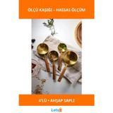 Letsii 4'lü Ahşap Saplı Şık Altın Renk Ölçü Kaşığı Küçük Mutfak Aletleri