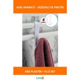 Letsii 4'lü Beyaz Kanca Askı Aparatı Seti Dayanıklı ABS Plastik