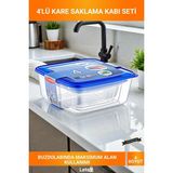 Letsii 4'lü Kare Şeffaf Sızdırmaz Mavi Kapaklı Bpa Free Buzdolabı Saklama Kabı - Çok Renkli