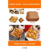 Letsii 50 Adet Büyük Boy Hava Fritözü Pişirme Kağıdı Yağsız Temizlik Kolay