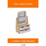 Letsii Ahşap 3 Çekmeceli Makyaj Aynası