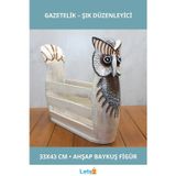 Letsii Ahşap Baykuş Figürlü Dekoratif Gazetelik 33x43 cm