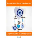 Letsii Ahşap Kalpli Nazar Boncuğu Detaylı Rüzgar Çanı No:3