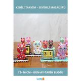 Letsii Ahşap Kedili Dekoratif Masa Takvimi 12x16 cm