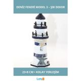Letsii Ahşap Marin Deniz Feneri Mavi Beyaz 23x8 cm Dekoratif Ürün