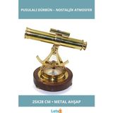Letsii Ahşap Metal Masa Üstü Pusulalı Dürbün 25X28 cm Dekoratif Objeler - Çok Renkli - Tek Ebat - Diğer Masaüstü Gereçleri