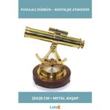 Letsii Ahşap Metal Masa Üstü Pusulalı Dürbün 25x28 cm Dekoratif Objeler