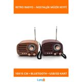 Letsii Ahşap Retro Radyo Bluetooth USB SD Kart Girişli Güneş Enerjili