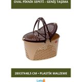 Letsii Akıllı Büyük Oval Piknik Sepeti A Kalite Plastik 28x37x48.5 cm