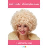 Letsii Altın Renk Kıvırcık Afro Parti Peruğu