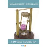 Letsii Antik Tarz Pirinç Pusulalı Kum Saati Ahşap Taban