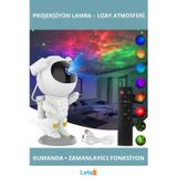 Letsii Astronot Tasarımlı Galaksi Projeksiyon Lambası Kumandalı Zamanlayıcı ile