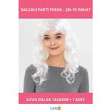 Letsii Beyaz Kahküllü Dalgalı Uzun Parti Peruk