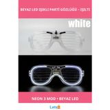 Letsii Beyaz Led Işıklı Neon Parti Gözlüğü 3 Modlu