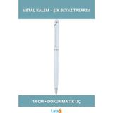 Letsii Beyaz Renk Ergonomik Tükenmez Metal Kalem 14 cm - Çok Renkli - Tükenmez Kalem