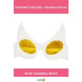 Letsii Beyaz Renkli Bıyık Tasarımlı Eğlenceli Kedi Parti Gözlüğü