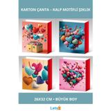 Letsii Büyük Boy Kalp Desenli Şık Karton Çanta