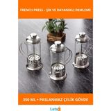 Letsii Çelik Kulplu Cam 350 ml Kapasiteli Modern French Press