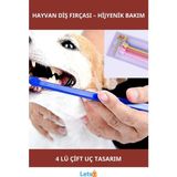 Letsii Çift Taraflı Hayvan Diş Fırçası 4'lü Set Kediler ve Köpekler Için - Çok Renkli