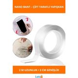 Letsii Çift Taraflı Şeffaf Nano Bant 2 Metre 3cm Genişlik - Çok Renkli - Tek Ebat